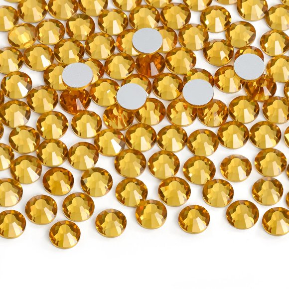 Jollin Glue Fix Flatback Rhinestones Glass Diamantes Gems for Nail Art Crafts Decorations Clothes Shoes(ss16 1440pcs,Topaz)