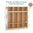 thumbnail image 2 of Advwin 4-Section Classroom Coat Locker with 8 Cubbies, 8 Hooks & Acrylic Mirror, Kindergarten Wooden Lockers for Home, School, Nursery, Daycare, 2 of 11