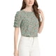 thumbnail image 5 of INSPIRAR CHIC Blusas de Mujer con Fruncidos Cuello Redondo de Manga Corta Espalda con Abertura Floral S Teal, 5 of 7