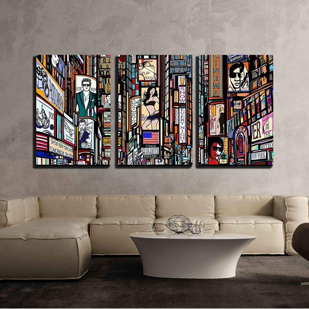 wall26 3 Piece Canvas Wall Art Illustration of a Street in New York