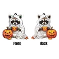 thumbnail image 4 of Lotusprinthandmade Halloween Raccoon and Pumpkin Graphic Custom Shape Star Hologram Ornament 10in, raccoon halloween decor ornament, 4 of 5