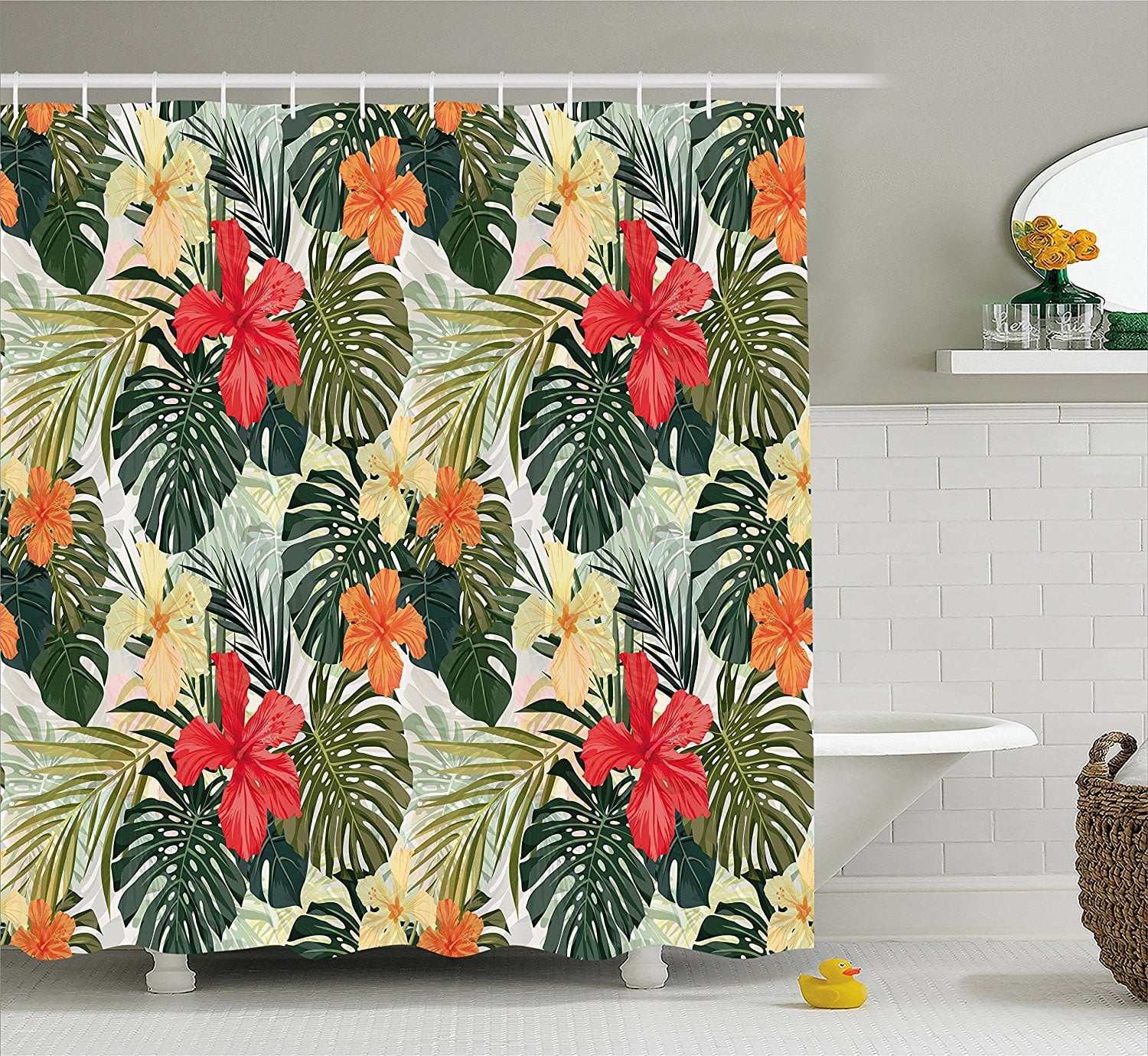Leaf Shower Curtain by , Hawaiian Summer Tropical Island Vegetation