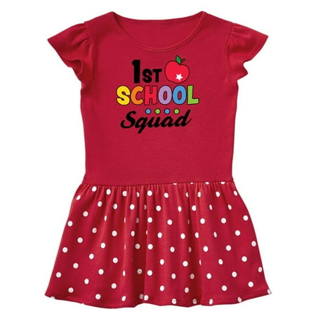 

Inktastic 1st Grade School Squad with Apple and Star Gift Toddler Girl Dress