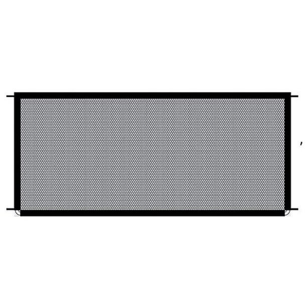 Puerta de malla para mascotas, plegable, para el hogar, red de seguridad, vallas de protección, redes de aislamiento para interiores, palos Negro2 110x72cm