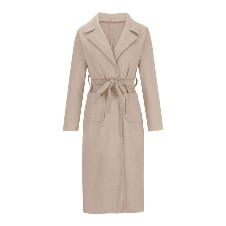 Fashion Bandage Long Sleeve Lapel Woolen Coat Fashion Bandage Long Sleeve Lapel Woolen Coat