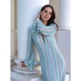 thumbnail image 6 of Womens Crochet Bell Long Sleeve V Neck Loose Maxi Dress Boho Eyelet Long Sundresses with Slit S, 6 of 9