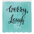 thumbnail image 3 of Ambesonne Saying Shower Curtain, Laugh More Worry Less Text, 69"Wx70"L, Pale Blue Charcoal Grey, 3 of 3