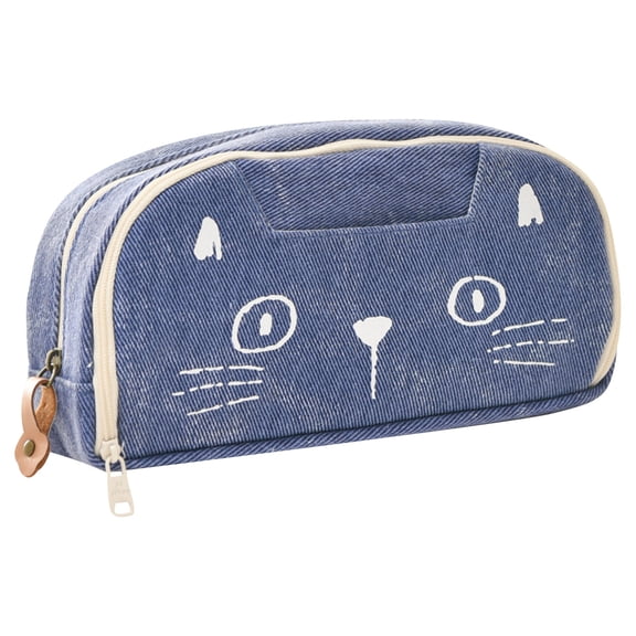 Cat Print Large Capacity Pencil Pouch, Multi-Pocket Foldable Pen Bag with Zipper Pull, Back to School Supplies, Durable Fabric Stationery Organizer for Kids Teens School & Daily Use
