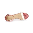 thumbnail image 4 of BLISSFUL STEP Women's Sandals Stiletto Heels Stripe Ankle Strap Polka Dots Sandals Red 8.5, 4 of 7