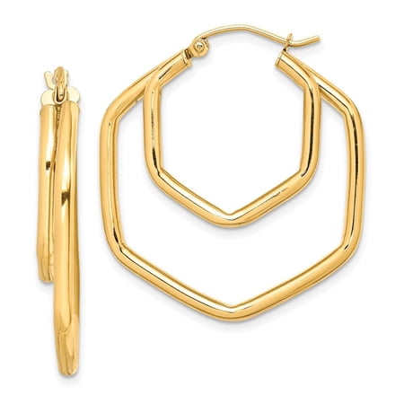Auriga Fine Jewelry 10K Yellow Gold Polished Hoop Earrings for Women (L-31.95 mm, W-28.38 mm)