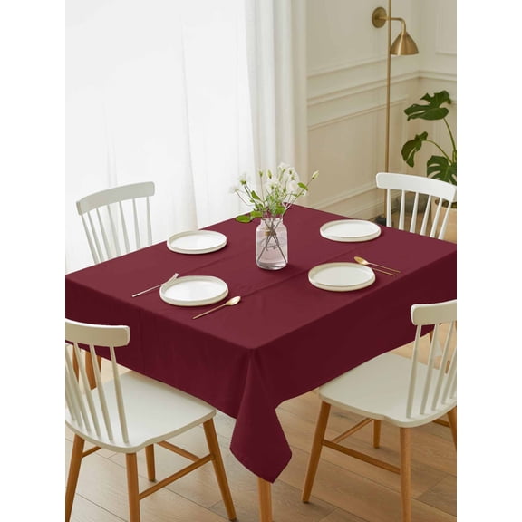 Pure Red Wine Tablecloth Rectangle Table Cloth 52x70, Waterproof Outdoor Table Cloth Decorative Table Cover Protectors, Simple Solid Color Washable Table Cover for Kitchen Dinning Party