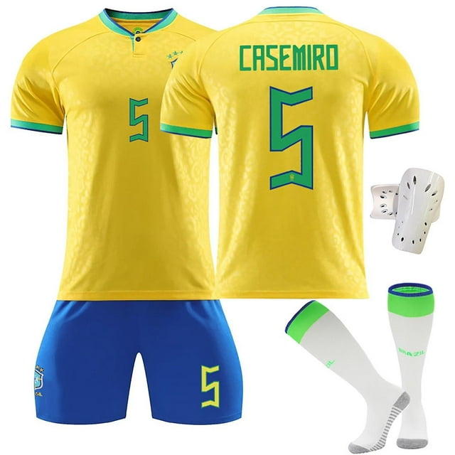 22/23 Brazil Home Jerseys Children's Football Training Suit Set