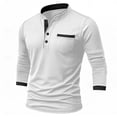 thumbnail image 4 of TOUMENY Men's Long Sleeve Shirts Casual Stand Collar Button Down Slim Fit Solid Knit Tops Business Work Soft Comfy Tee White XXXL, 4 of 6