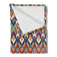 thumbnail image 2 of Ikat Soft Flannel Fleece Blanket, Back Strapped Native Ceremonial Type Ikat Patterns Group of Irregular Lines Art, Cozy Plush for Indoor and Outdoor Use, 60" x 80", Red Blue Orange, by Ambesonne, 2 of 5