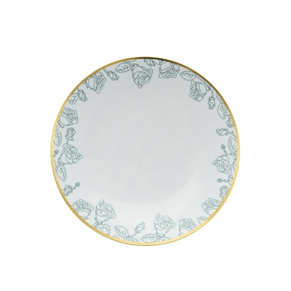 Party Source Rose Classic Gold Border Plastic Salad Wedding Party Plate 8 Inch Count of 120 Pcs