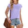 thumbnail image 3 of Spencer Casual Womens T-Shirts Basic Tops for Women Cap Sleeve Loose Crew Neck Summer Tops Blouses, Size S-2XL, 3 of 11