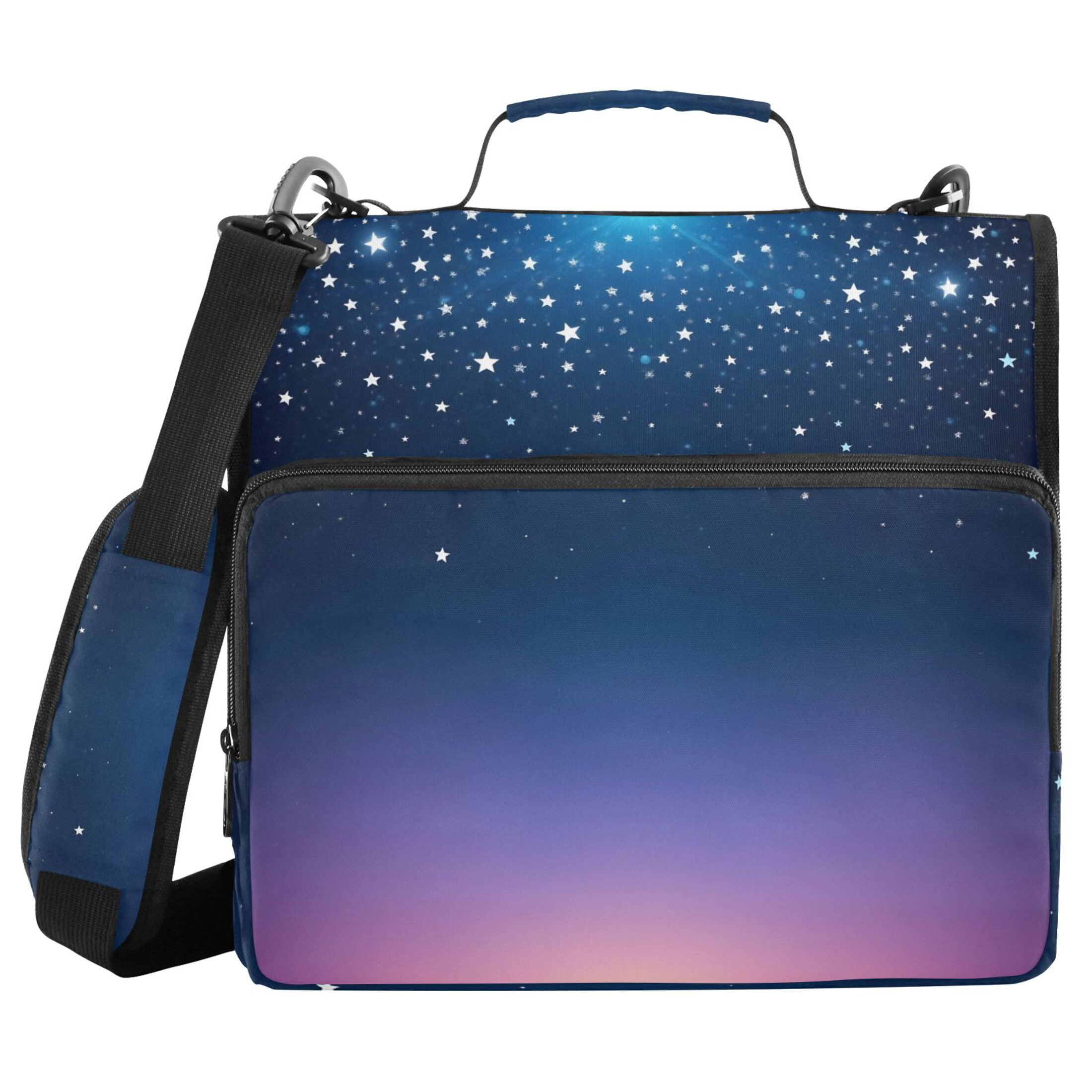 ALAZA Zipper Binder Starry Blue Gradient Stars 3 Ring Trapper Keeper File Folder Organizer Bag