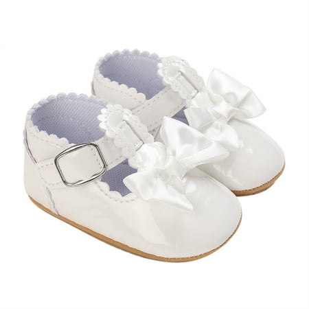 

WakeUple Baby Girls Princess Shoes Leather Bow Non-slip First Walker Shoe