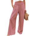 thumbnail image 3 of SAYOO Pantalones de algodón femeninos elásticos pantalones de pierna ancha de cintura alta pantalones casuales con bolsillos SAYOO moda, 3 of 5