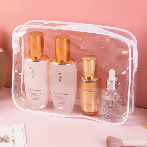 Bolsa de cosméticos de PVC grueso para exteriores, bolsa de artículos de tocador transparente, bolsa de almacenamiento de viaje, bolsa de artículos de tocador portátil, impermeable y a