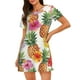 thumbnail image 1 of Easygdp Hawaiian Pineappl Camisón de manga corta para mujer, informal, estampado, 1 of 6