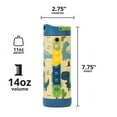 thumbnail image 3 of Elemental Iconic Kids Water Bottle with Straw Lid & Stress Reliever Pop It Handle - Leak-Proof When Closed - Triple Insulated Stainless Steel Reusable Thermos Water Bottle - 14oz - Dinosaur, 3 of 4