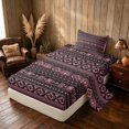 thumbnail image 2 of Manfei Bohemian Aztec Twin Sheets,Exotic Style Bedding, Pink Black, Black Reversible 3-Piece1 Flat Sheet + 1 Fitted Sheet + 1 Pillowcase, 2 of 6