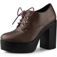 thumbnail image 1 of Unique Bargains Bottines à Plateforme à Talon Épais Haut pour Femme Café US 10, 1 of 6