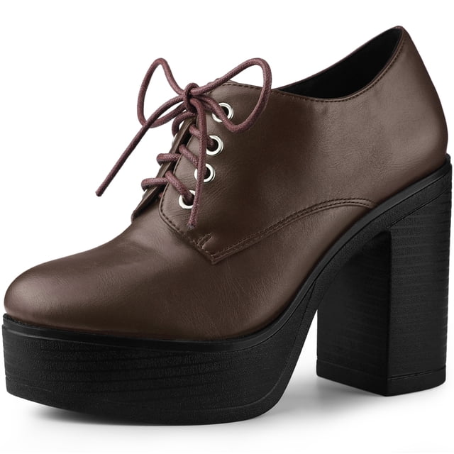 Unique Bargains Bottines à Plateforme à Talon Épais Haut pour Femme Café US 10