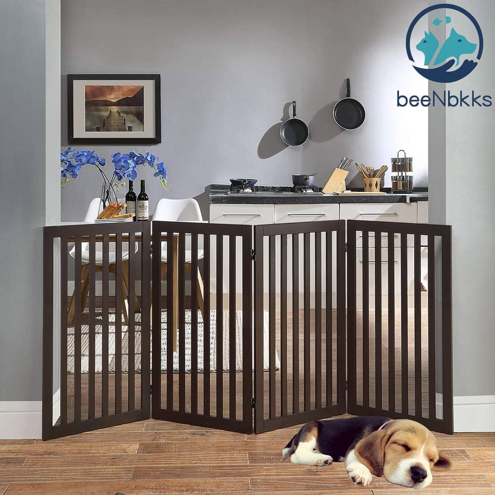 beeNbkks  36 in. High Pet Gate 4 Panels -  Espresso