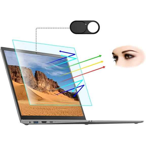 2-Pack Screen Protector Filter 14", Anti Blue Light Anti Glare Eye Protection Matte Protective Shield Guard Film With Metal Webcam Cover Universal for 16:9 Widescreen Diagonal 14 Inch Laptops