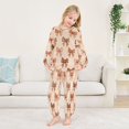 thumbnail image 5 of Fluffy Pajamas Set Fuzzy Winter Warm Pj Sets Pullover Tops and Long Pants Leopard Print Bow X-Small, 5 of 8