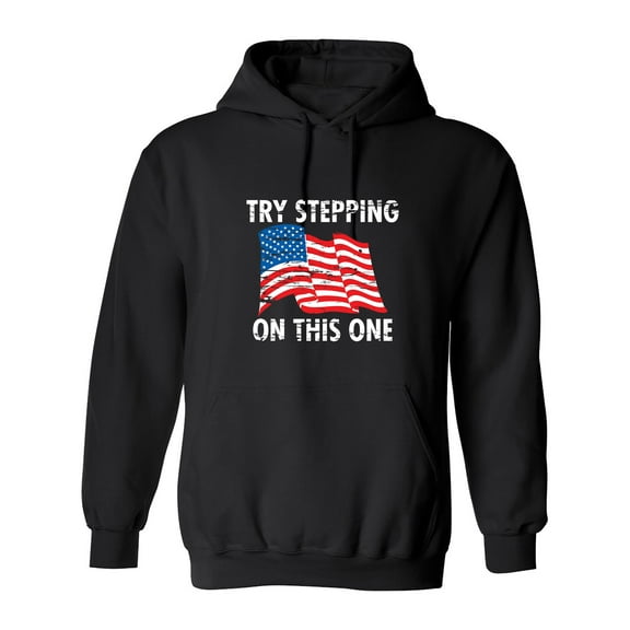 Try Stepping On This One Sarcastic Novelty Gift Idea Adult Humor Funny Men's Hoodies