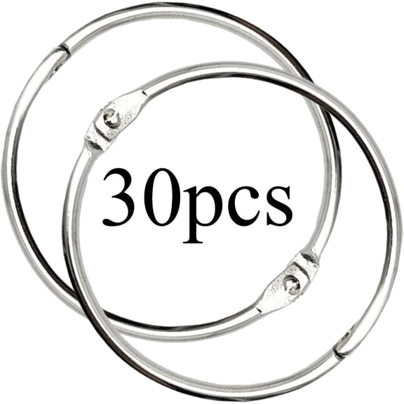 2 Inch 30 Pack Loose Leaf Binder Rings, Keychain Key Ring with Metal Nickel Plated for Index Cards, Ideal for School, Home, or Office