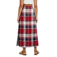 thumbnail image 6 of Women's Plaid Print Elastic Waist Long Skirt Summer Casual Elegant High Waist A-Line Maxi Skirts Red 2XL, 6 of 6