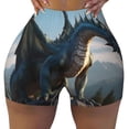 thumbnail image 2 of Daiia Wild Blue Cool Dragon Pattern Women's Workout Shorts Biker Shorts - High Waisted Workout Spandex Tummy Control Gym Running Yoga Shorts-X-Large, 2 of 8