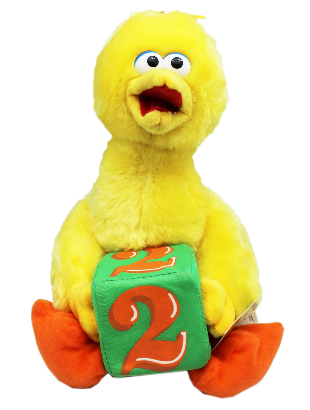 Sesame Street Big Bird Holding a 2 Block Medium Size Plush Toy (14in