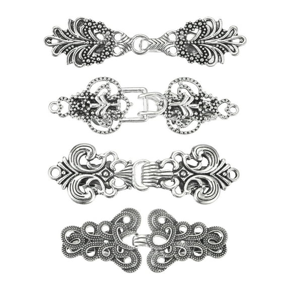 Uxcell 4 Pack Vintage Sweater Clips Cape Cloak Clasp Cardigan Clips Shawl Clasp, Silver