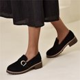 thumbnail image 6 of NOKIO Ladies Fashion Solid Color Flock Shallow Comfort Belt Buckle Heel Casual Shoes Loafers for Women Penny Loafers Women's Loafers & Slip-ons Ladies Flats Shoes Business Casual Shoes, 6 of 9