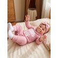 thumbnail image 5 of Cjfdfy Preemie Newborn Baby Girl Fall Outfit, Long Sleeve Little Sister Embroidered Letter Collar Jumpsuit Headwear 2-piece Set Cute Knit Jumpsuit Coming Home Fall Winter Outfit, 5 of 6