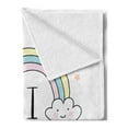 thumbnail image 2 of Saying Soft Flannel Fleece Throw Blanket, I Believe in Miracles Calligraphy Clouds Rainbow, Cozy Plush for Indoor and Outdoor Use, 60" x 80", White Multicolor, by Ambesonne, 2 of 5