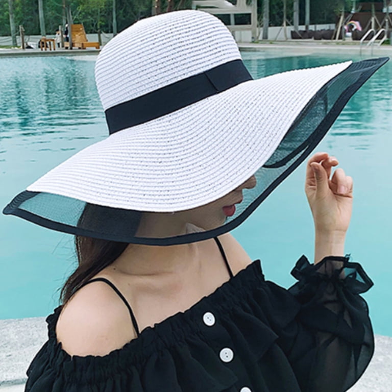 Women\'s Floppy Sun Hat Fashionable Summer Wide Brim Cap Straw Hat UV 61hUOuVCwEL._AC_SY350_QL65_.jpg main image 4