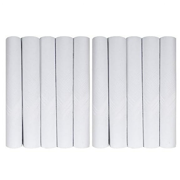 Caruso Italy Men's Premium 100% Pure Cotton Handkerchief White Self Border - Pack of 10 (44 x44 cm)
