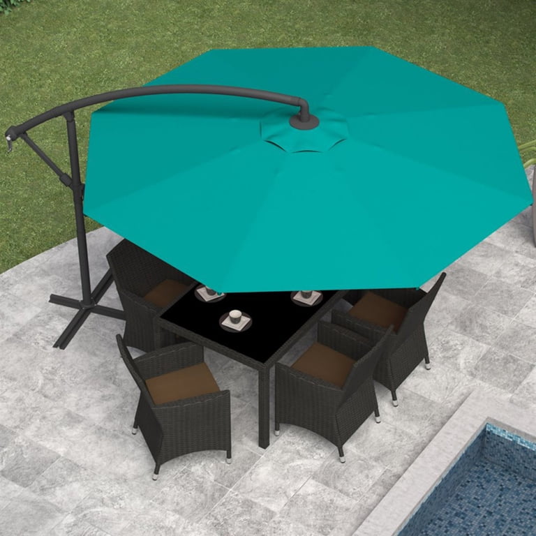 corliving wind resistant tilting patio umbrella blue 118 Reviews for CorLiving 9.5 ft. Steel Cantilever UV Resistant Offset Patio  Umbrella in Turquoise Blue | Pg 1