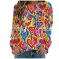 thumbnail image 4 of Hueook Valentine's Day Tops for Women Printed Long Sleeved Round Neck Pullover Top Hoodless Casual and Fashionable Sweatshirts Red XL, 4 of 5
