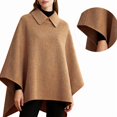 thumbnail image 3 of Women'S Poncho Sweater Wrap Topper Knitted Elegant Shawls Cape Evening Dresses for Fall Winter Camel Color M, 3 of 5