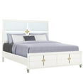 thumbnail image 2 of Queen Bed With Led Lighting, Gold Decorative Panels, Acrylic Legs, Solid Wood + Construction, Fabric Cover Contemporary Led, Build, Panel Headboard,, 2 of 2