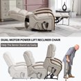 thumbnail image 6 of Dual Motor Power Lift Recliner Chair for Elderly, Lay Flat Lift Chair with Heat Massage and Solid Wood Armrests, Electric Lift Chairs with Side Pockets,Remote Control and Chenille Fabric, Beige, 6 of 9
