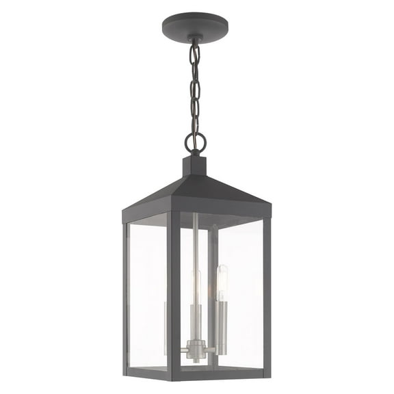20593-76 Livex Lighting Nyack - 3 Light Outdoor Pendant Lantern in Mid Century Modern Style - 8.25 Inches wide by 18.5 Inches high-Scandinavian Gray