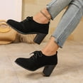 thumbnail image 6 of Eltusu Women Platform Chunky Heels, No Slip Mid High Heels Round Toe Lace-up Block Heel Shoes Black Size 5.5-9, 6 of 8